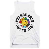 You Are Safe With Me Lgbtq Pride Ally Smile Face Back Tank Top