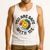 You Are Safe With Me Lgbtq Pride Ally Smile Face Back Tank Top