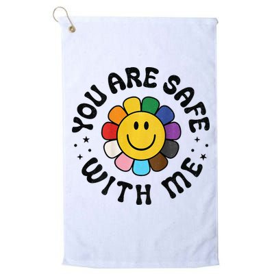 You Are Safe With Me Lgbtq Pride Ally Smile Face Back Golf Towel