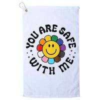 You Are Safe With Me Lgbtq Pride Ally Smile Face Back Golf Towel