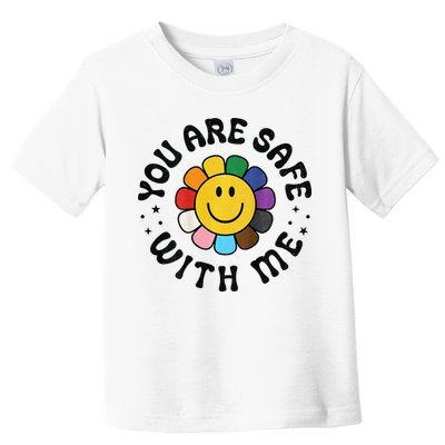 You Are Safe With Me Lgbtq Pride Ally Smile Face Back Toddler T-Shirt