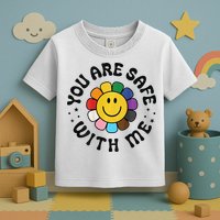 You Are Safe With Me Lgbtq Pride Ally Smile Face Back Toddler T-Shirt