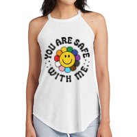 You Are Safe With Me Lgbtq Pride Ally Smile Face Back Women's Perfect Tri Rocker Tank
