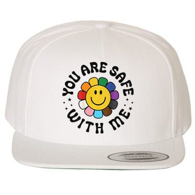 You Are Safe With Me Lgbtq Pride Ally Smile Face Back Wool Snapback Cap