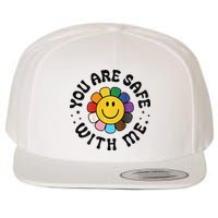 You Are Safe With Me Lgbtq Pride Ally Smile Face Back Wool Snapback Cap