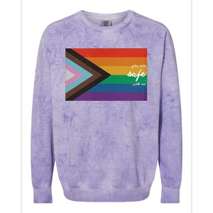 You are safe with me LGBT Ally Colorblast Crewneck Sweatshirt