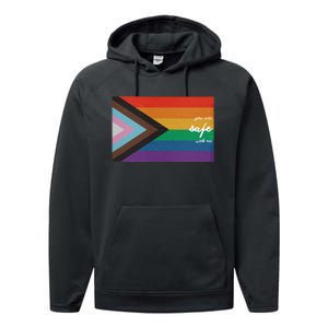 You are safe with me LGBT Ally Performance Fleece Hoodie