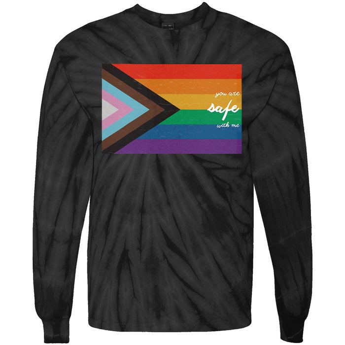 You are safe with me LGBT Ally Tie-Dye Long Sleeve Shirt