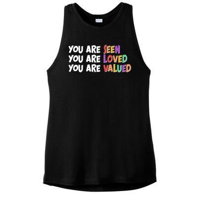 You Are Seen Loved Valued Ladies PosiCharge Tri-Blend Wicking Tank