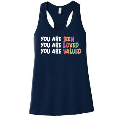 You Are Seen Loved Valued Women's Racerback Tank