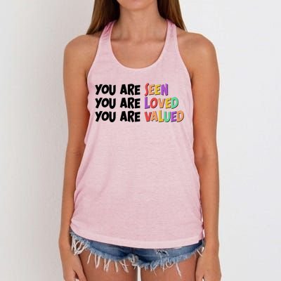 You Are Seen Loved Valued Women's Knotted Racerback Tank