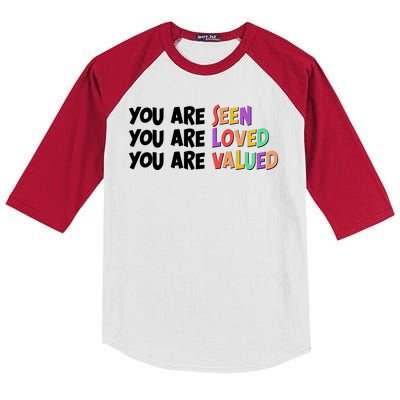 You Are Seen Loved Valued Kids Colorblock Raglan Jersey