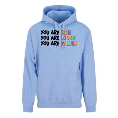 You Are Seen Loved Valued Unisex Surf Hoodie