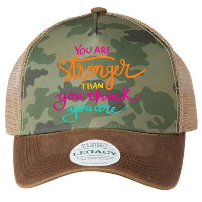 You Are Stronger Than You Think You Are Positive Quote Legacy Tie Dye Trucker Hat