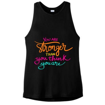 You Are Stronger Than You Think You Are Positive Quote Ladies PosiCharge Tri-Blend Wicking Tank