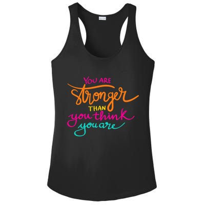 You Are Stronger Than You Think You Are Positive Quote Ladies PosiCharge Competitor Racerback Tank