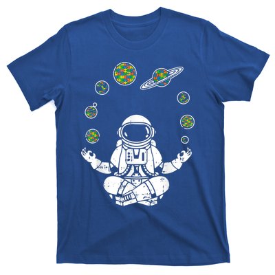 Yoga Astronaut Space Planets Autism Awareness Funny Gift For Mom Funny Gift T-Shirt