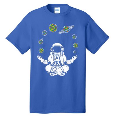 Yoga Astronaut Space Planets Autism Awareness Funny Gift For Mom Funny Gift Tall T-Shirt