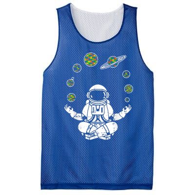 Yoga Astronaut Space Planets Autism Awareness Funny Gift For Mom Funny Gift Mesh Reversible Basketball Jersey Tank