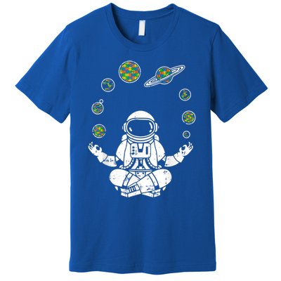 Yoga Astronaut Space Planets Autism Awareness Funny Gift For Mom Funny Gift Premium T-Shirt