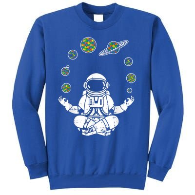 Yoga Astronaut Space Planets Autism Awareness Funny Gift For Mom Funny Gift Tall Sweatshirt