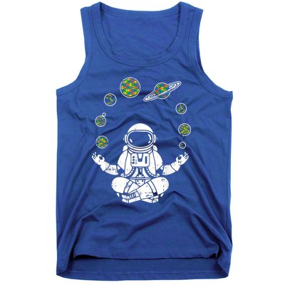 Yoga Astronaut Space Planets Autism Awareness Funny Gift For Mom Funny Gift Tank Top