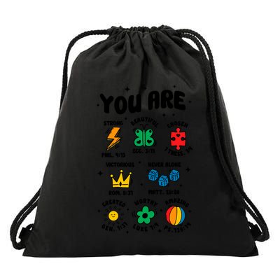 You Are Strong Beautiful Autism Support Drawstring Bag
