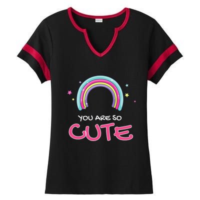 You Are So Cute Rainbow Ladies Halftime Notch Neck Tee