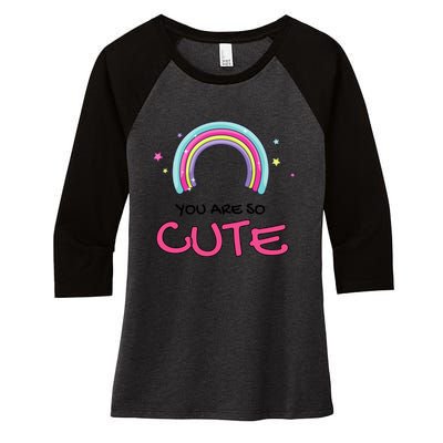 You Are So Cute Rainbow Women's Tri-Blend 3/4-Sleeve Raglan Shirt