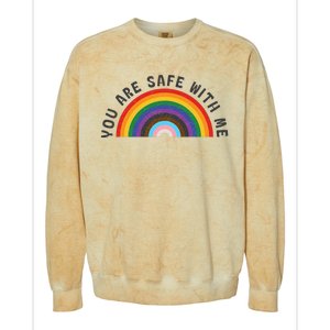 You Are Safe With Me You’Re Safe Lgbtq Pride Ally Rainbow Colorblast Crewneck Sweatshirt