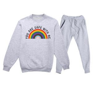 You Are Safe With Me You’Re Safe Lgbtq Pride Ally Rainbow Premium Crewneck Sweatsuit Set