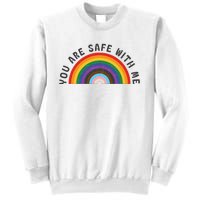 You Are Safe With Me You’Re Safe Lgbtq Pride Ally Rainbow Sweatshirt