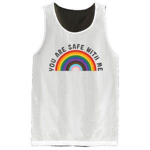 You Are Safe With Me You’Re Safe Lgbtq Pride Ally Rainbow Mesh Reversible Basketball Jersey Tank