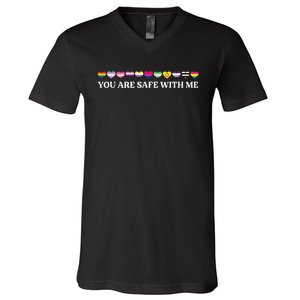 You Are Safe With Me Lgbt Flag V-Neck T-Shirt