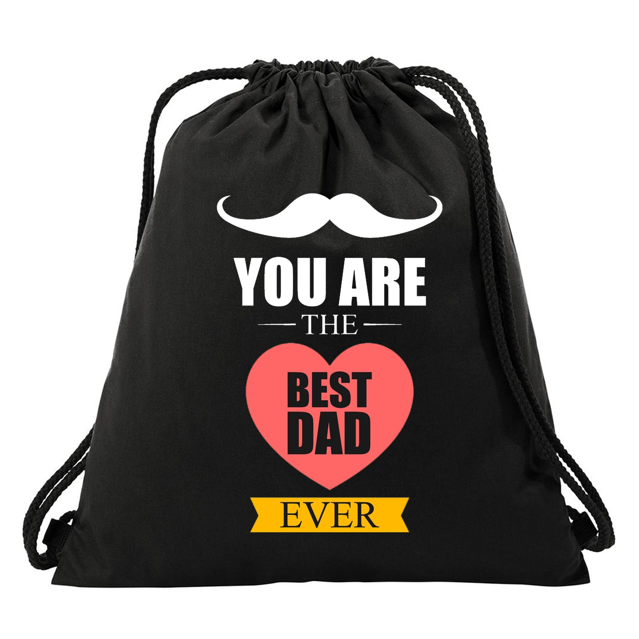 You Are The Best Dad Ever Mustache Heart Drawstring Bag