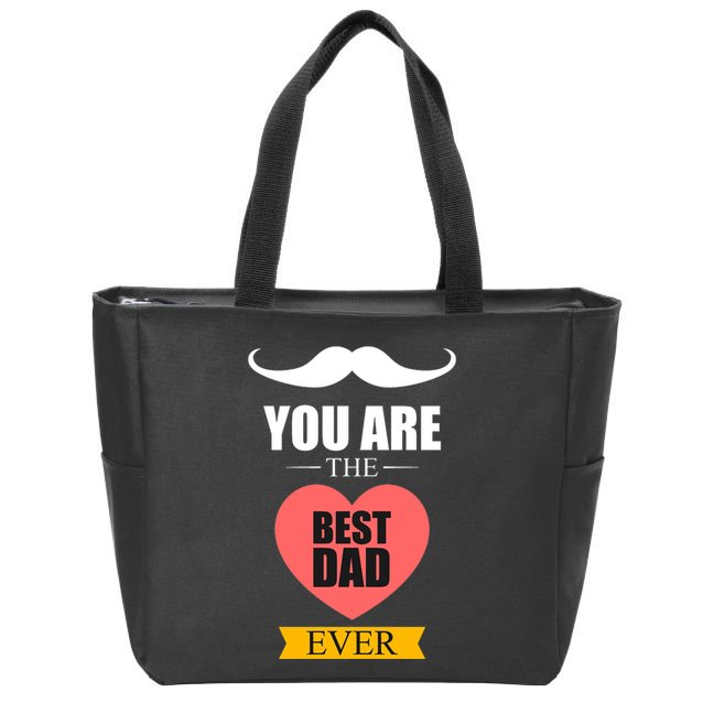 You Are The Best Dad Ever Mustache Heart Zip Tote Bag