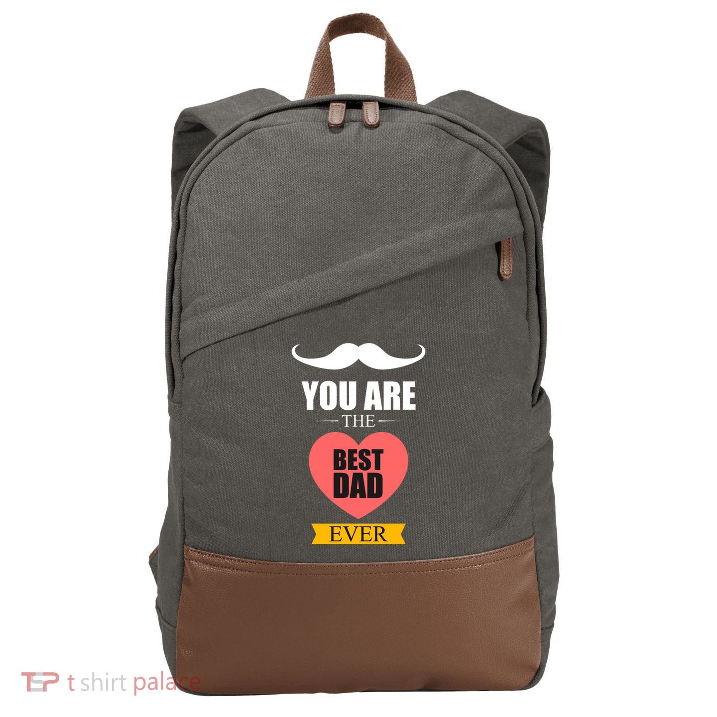 You Are The Best Dad Ever Mustache Heart Cotton Canvas Backpack