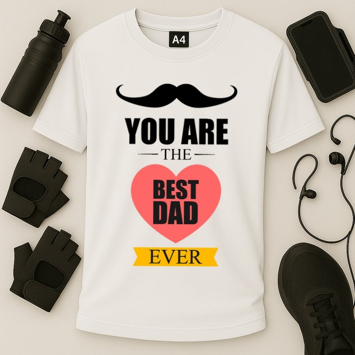 You Are The Best Dad Ever Mustache Heart Cooling Performance Crew T-Shirt