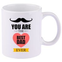 You Are The Best Dad Ever Mustache Heart 11oz C Handle Ceramic Mug