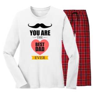 You Are The Best Dad Ever Mustache Heart Women's Long Sleeve Flannel Pajama Set 