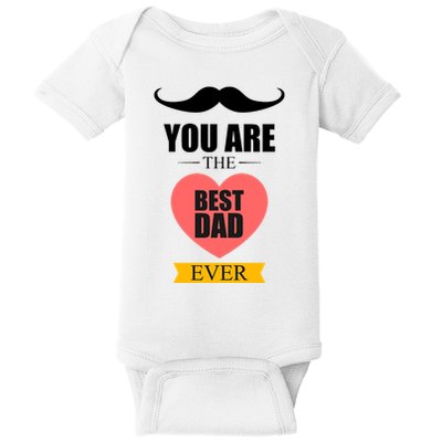You Are The Best Dad Ever Mustache Heart Baby Bodysuit