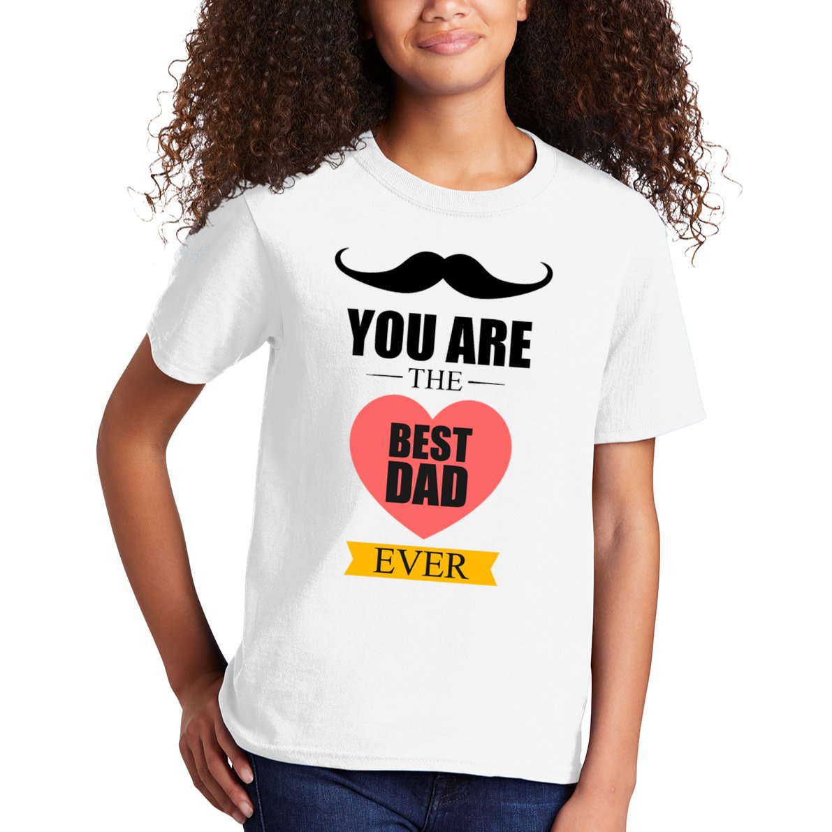 You Are The Best Dad Ever Mustache Heart Kids T-Shirt