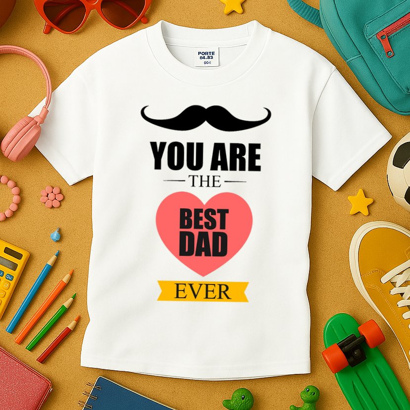 You Are The Best Dad Ever Mustache Heart Kids T-Shirt