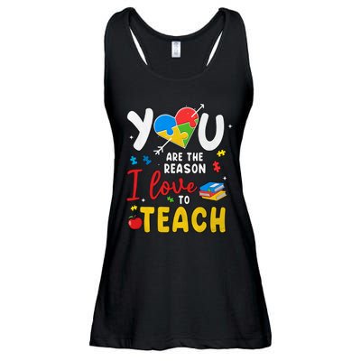 You Are The Reason I Love To Teach Special Education Autism Awareness Month Ladies Essential Flowy Tank