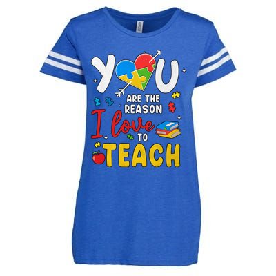 You Are The Reason I Love To Teach Special Education Autism Awareness Month Enza Ladies Jersey Football T-Shirt