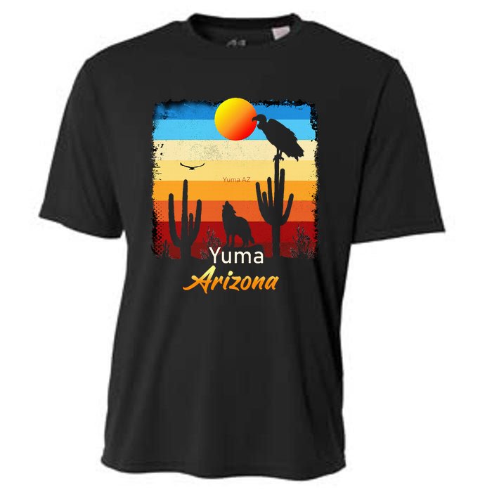 Yuma Arizona Vintage Coyote Sunset Az Desert Cooling Performance Crew T-Shirt