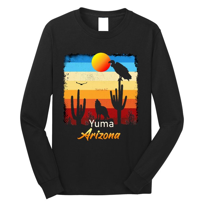 Yuma Arizona Vintage Coyote Sunset Az Desert Long Sleeve Shirt