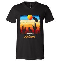 Yuma Arizona Vintage Coyote Sunset Az Desert V-Neck T-Shirt