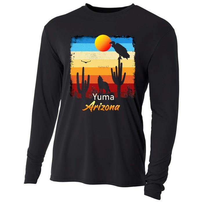 Yuma Arizona Vintage Coyote Sunset Az Desert Cooling Performance Long Sleeve Crew