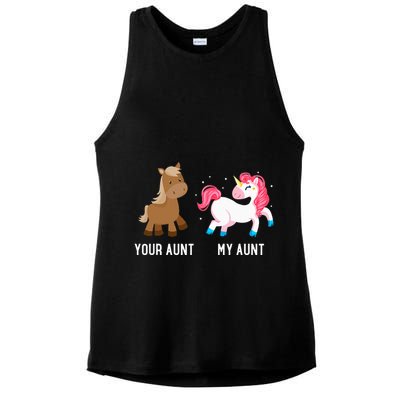 Your Aunt Vs My Aunt Magical Unicorn Awesome Crazy Auntie Ladies PosiCharge Tri-Blend Wicking Tank